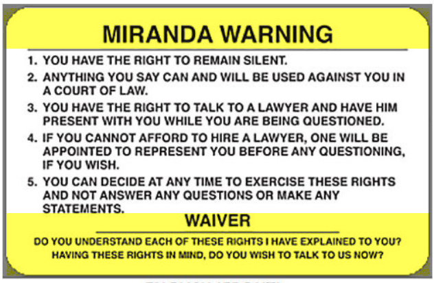 Miranda Rights Definition Government